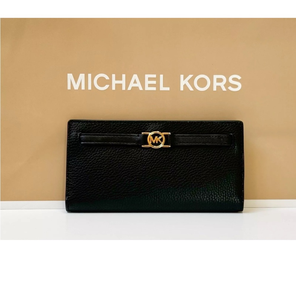MICHAEL Michael Kors Black Wallet with Gold Hardware